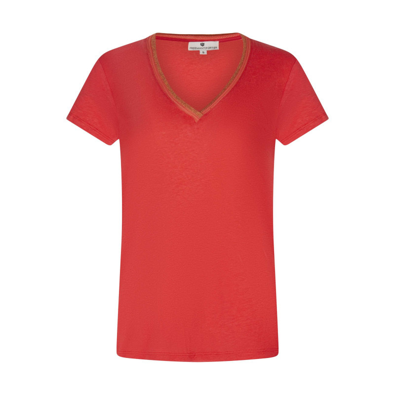 Freeman T. Porter - T-shirt Corail Uni Avec Une Coupe Droite Et Des Manches Courtes - Rose