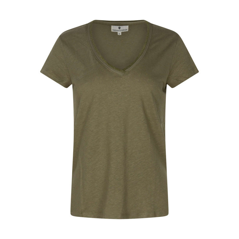 Freeman T. Porter - T-shirt Kaki Uni Avec Une Coupe Droite Et Des Manches Courtes - Vert