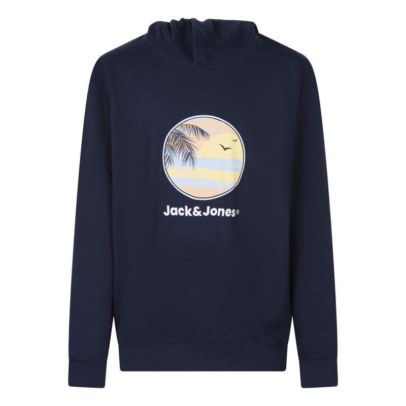 Jack & Jones - Sweat Marine Uni Pourvu D'un Imprimé Couché De Soleil Et D'une Coupe Droite - Bleu Foncé