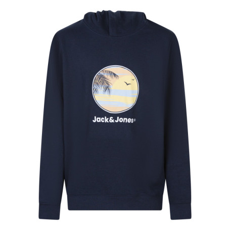 Sweat marine uni pourvu d'un imprimé couché de...