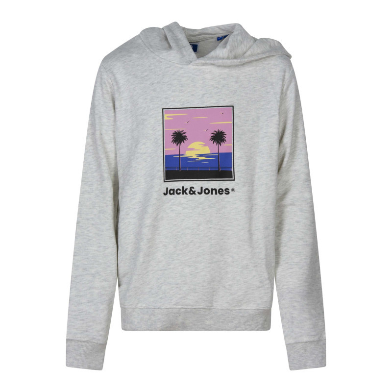 Jack & Jones - Sweat Gris Clair Uni Pourvu D'une Coupe Droite Et D'un Imprimé Couché De Soleil - Gris