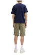 Thumbnail Short cargo en coton kaki uni avec une coupe droite et 6 poches - Image 4
