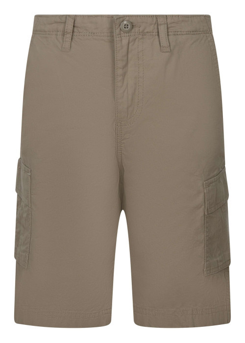Short cargo en coton beige uni pourvu d'une coupe droite et de multiples poches
