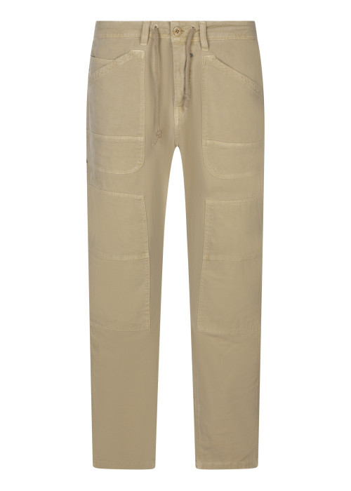 Pantalon cargo Kobe en coton beige uni pourvu...