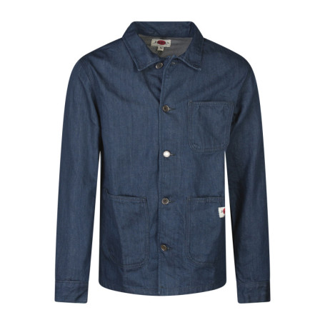Blouson en jean denim en coton marine uni...