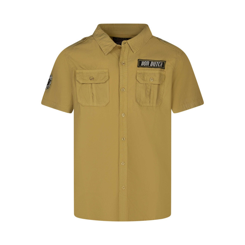 Von Dutch - Chemise En Coton Camel Uni Pourvue D'une Coupe Droite Et D'un Col Chemise - Marron