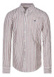 Thumbnail Chemise en coton et lin mélangé beige à rayures pourvue d'une coupe slim