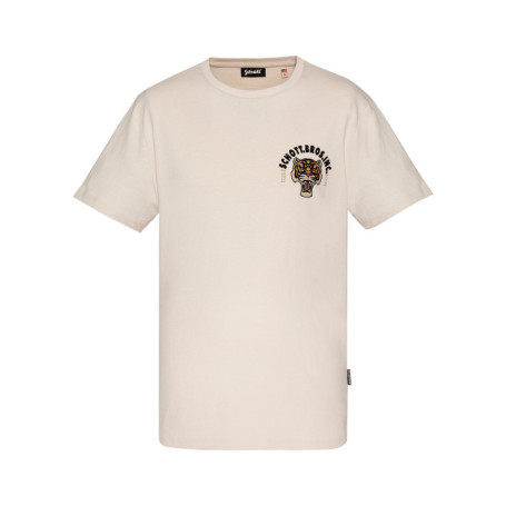 T-shirt en coton écru uni pourvu d'un col rond...