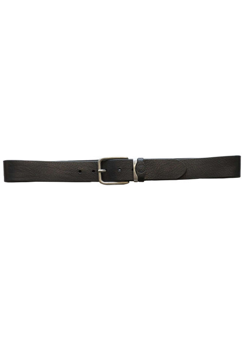 Ceinture en cuir noire unie pourvue d'une boucle de fermeture métallique