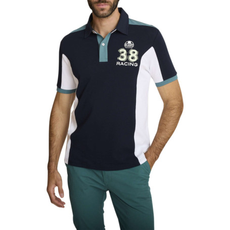 Polo marine uni avec une coupe ajustée ainsi...