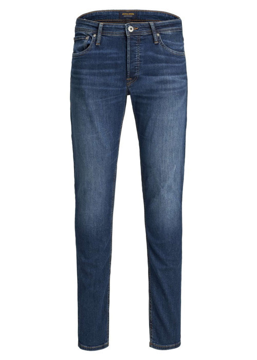 Jean bleu effet délavé à style 5 poches et une...