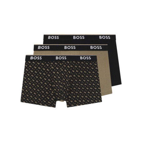 Lot de 3 boxers en coton multicolore unis et...