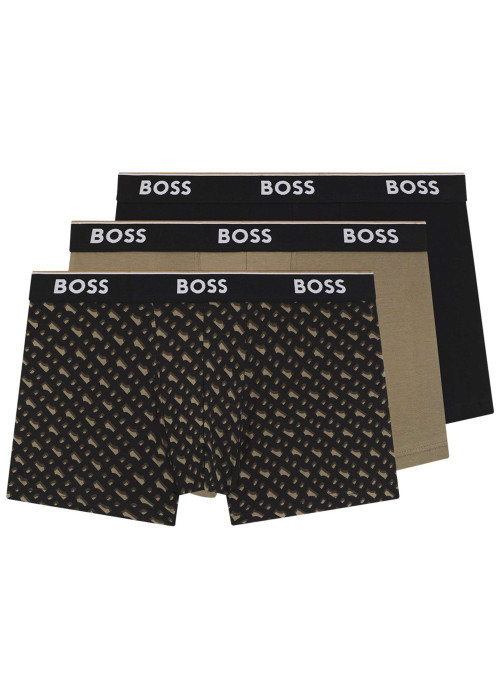 Lot de 3 boxers en coton multicolore unis et...