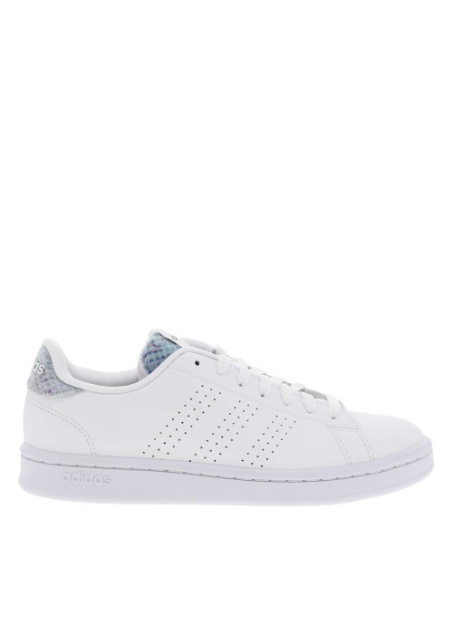 Baskets basses tennis Advantage en cuir blanches avec empiècements bleus