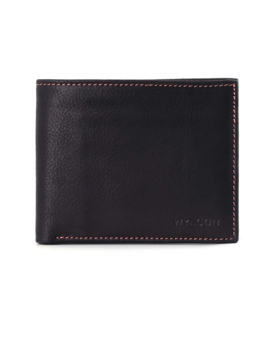 Portefeuille Rio en cuir uni noir avec nom de...