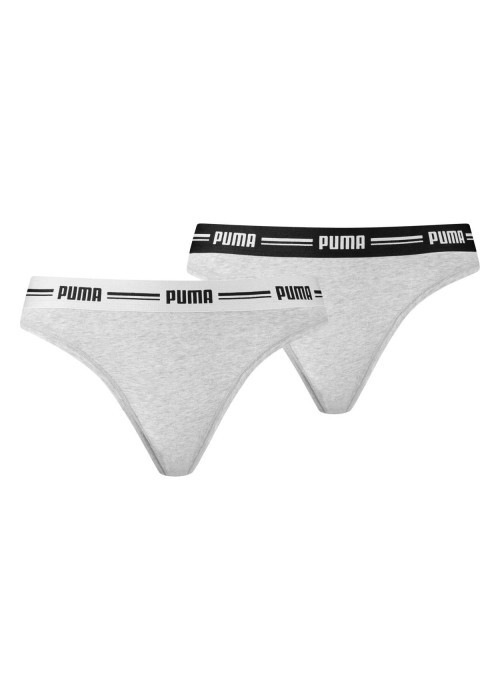 Lot de 2 strings gris en coton mélangé unis...