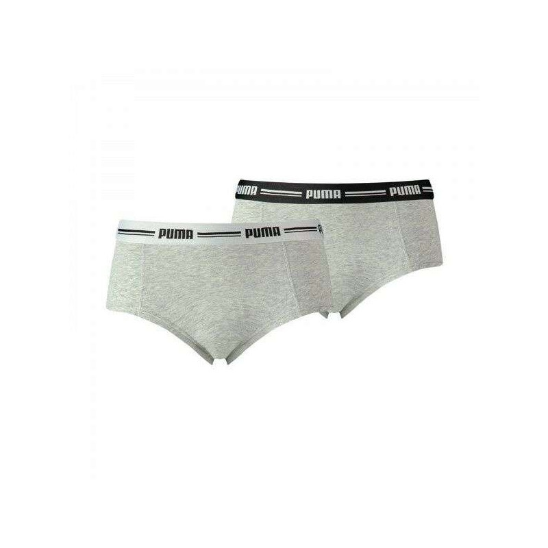Puma - Lot De Deux Shorty Gris Unis à Bande élastiquée Brodée à La Taille - Gris