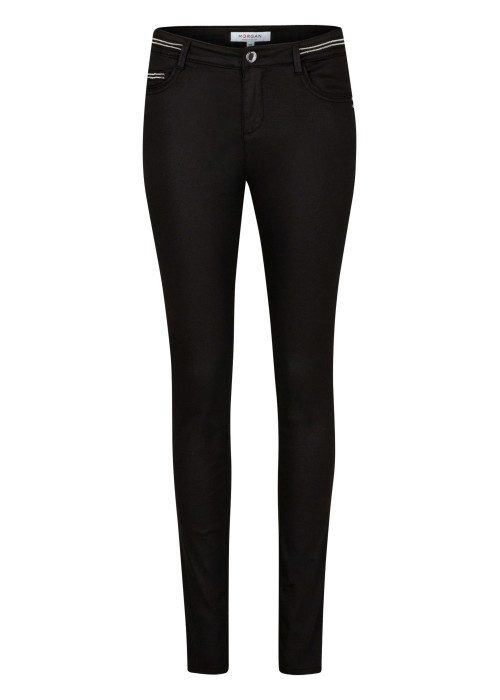 Pantalon 5 Poches noir uni avec des liserés et...