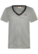 Thumbnail T-shirt blanc en coton rayé avec une coupe droite et un col v en noir