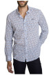 Thumbnail Chemise en coton bleu à coupe droite ornée d'un motif floral tricolore