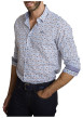 Thumbnail Chemise en coton bleu à coupe droite ornée d'un motif floral tricolore - Image 5