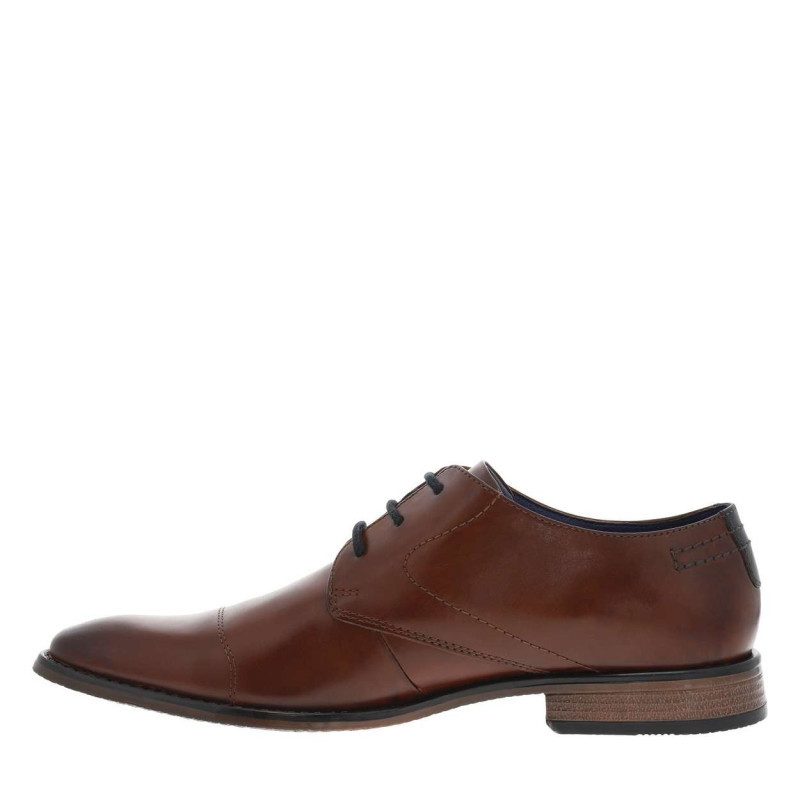 Bugatti - Derbies En Cuir Cognac Avec Semelle à Talon Plat Et Fermeture à Lacets - Cognac Bugatti - Derbies En Cuir Cognac Avec Semelle à Talon Plat Et Fermeture à Lacets - Cognac
