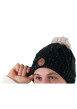 Thumbnail Bonnet noir uni effet moucheté avec pompons interchangeables - Image 2