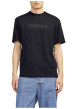 Thumbnail T-shirt en coton noir uni à coupe droite avec une écriture en relief - Image 4