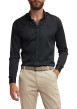 Thumbnail Chemise noire unie coupe slim fit col américain et à manches longues - Image 8