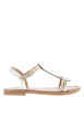 Thumbnail Nu-pieds en cuir blanc et or à talon décroché bas et à boucle à ardillon