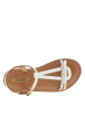 Thumbnail Nu-pieds en cuir blanc et or à talon décroché bas et à boucle à ardillon - Image 5