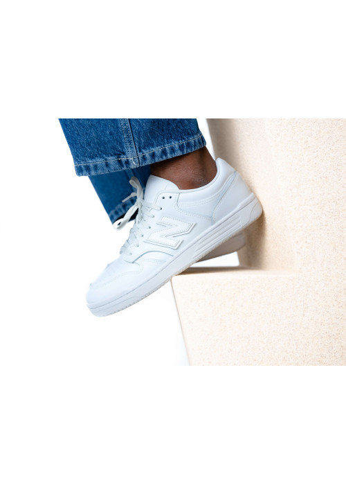 Baskets basses 480 tennis en cuir blanches avec lacets plats et logo cousu