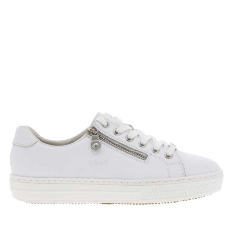 Baskets basses tennis en cuir enduit blanches...