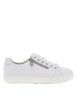 Thumbnail Baskets basses tennis en cuir enduit blanches avec lacets plats et zip latéral