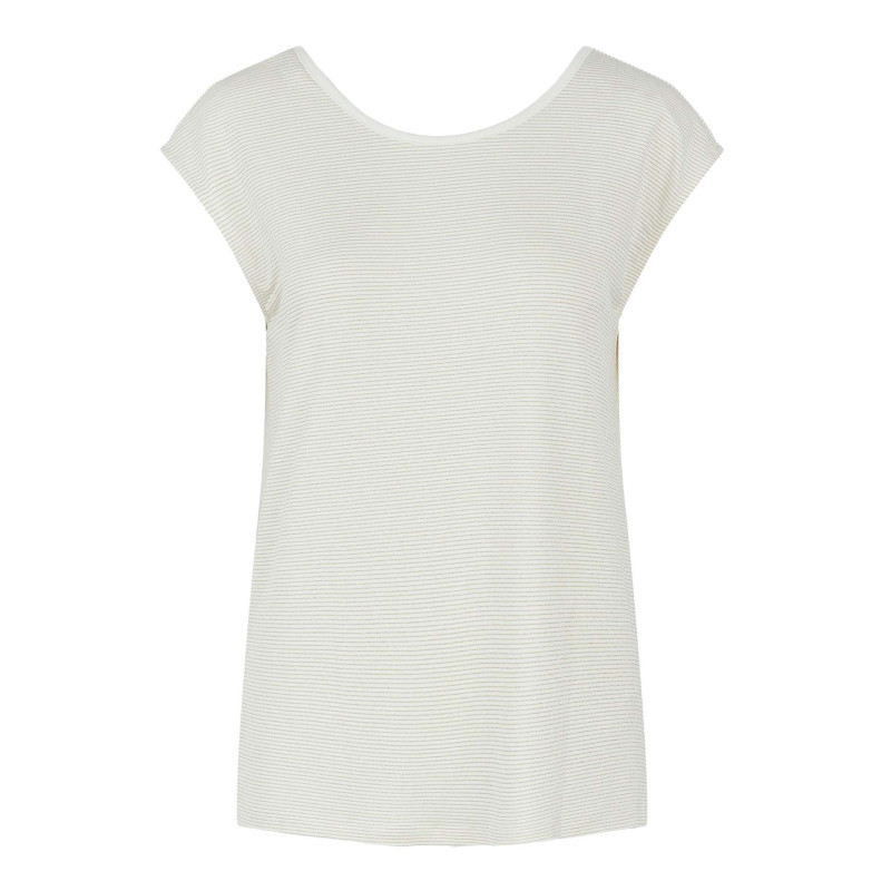 Pieces - T-shirt écru Rayé Avec Une Coupe Droite Col V Et à Manches Courtes - écru
