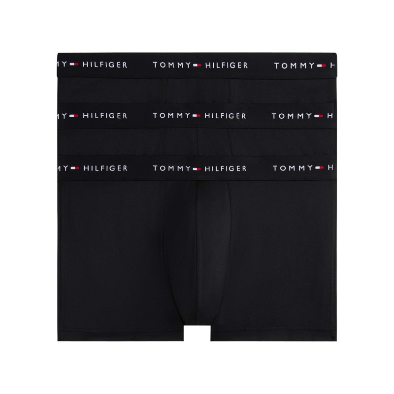 Tommy Hilfiger - Lot De 3 Boxers Classiques En Coton Mélangé Noirs Unis Avec Le Nom De La Marque - Noir