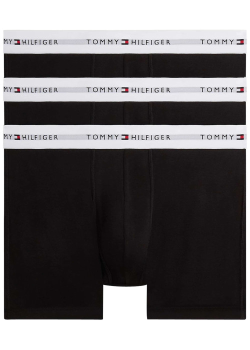 Lot de 3 boxers longs en coton noirs unis pourvus d'une taille élastiquée