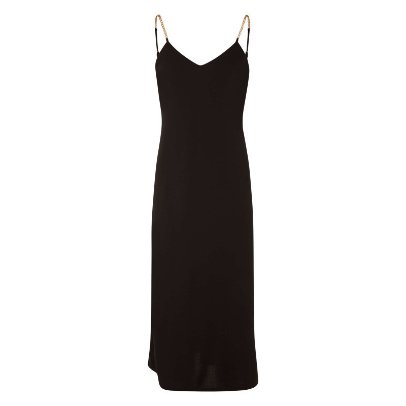 Morgan - Robe Longue Noire Unie Pourvue D'une Coupe Droite Et D'un Décolleté En V - Noir