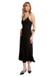 Thumbnail Robe longue noire unie pourvue d'une coupe droite et d'un décolleté en V - Image 3