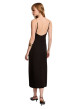 Thumbnail Robe longue noire unie pourvue d'une coupe droite et d'un décolleté en V - Image 4
