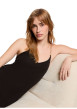 Thumbnail Robe longue noire unie pourvue d'une coupe droite et d'un décolleté en V - Image 5