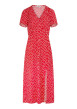 Thumbnail Robe longue rouge à coupe droite pourvue d'un col v et de manches courtes