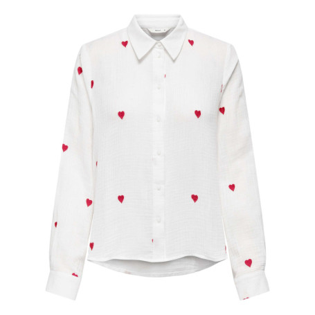 Chemisier en coton blanc à motifs coeurs avec...