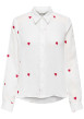 Thumbnail Chemisier en coton blanc à motifs coeurs avec une coupe droite et col à revers