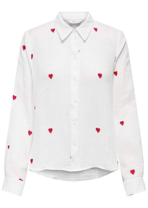 Chemisier en coton blanc à motifs coeurs avec...