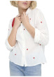 Thumbnail Chemisier en coton blanc à motifs coeurs avec une coupe droite et col à revers - Image 8