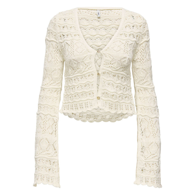 Only - Cardigan écru Uni Pourvu D'une Coupe Droite Et De Manches Longues - Beige