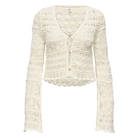 Cardigan écru uni pourvu d'une coupe droite et...