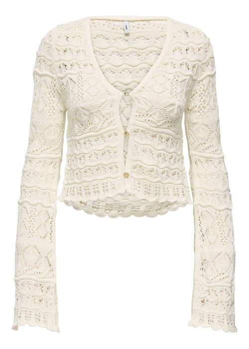 Cardigan écru uni pourvu d'une coupe droite et...