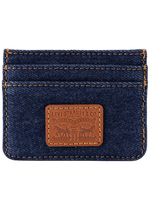 Porte-cartes en coton marine pourvu d'un patch...